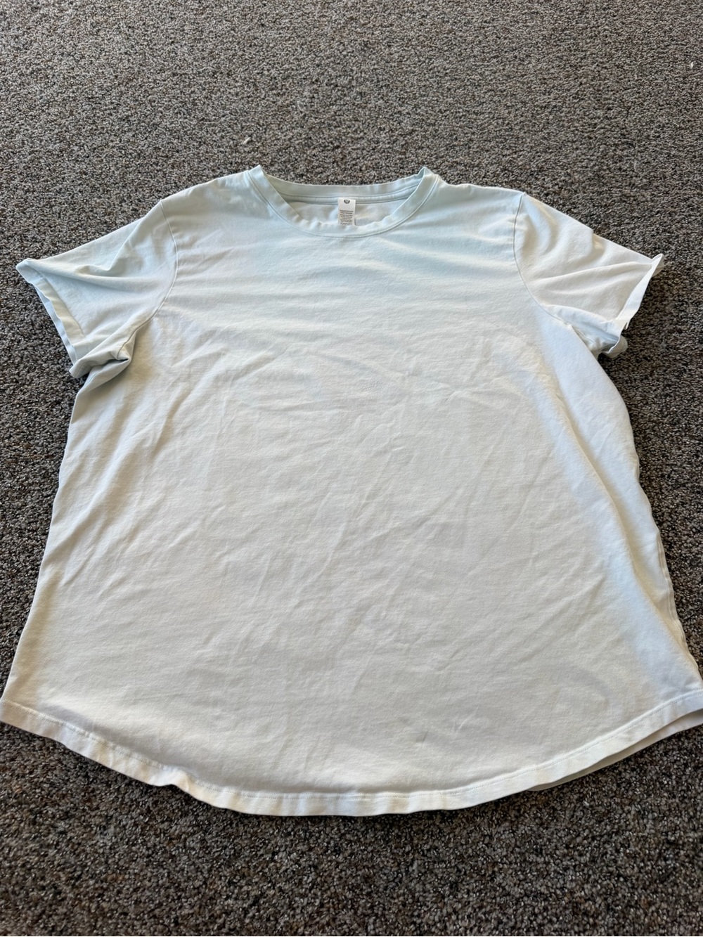 Lululemon Love Crewneck T-Shirt Size 14 Pale Blue Pima Cotton Curved Hem Tee